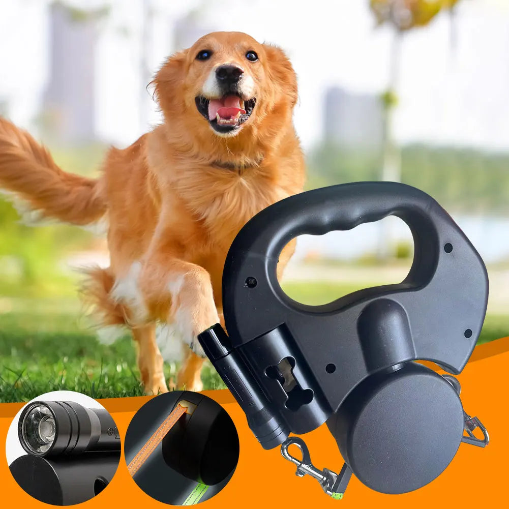 Alloet Double Headed Dog Leash With LED Light Traction Rope