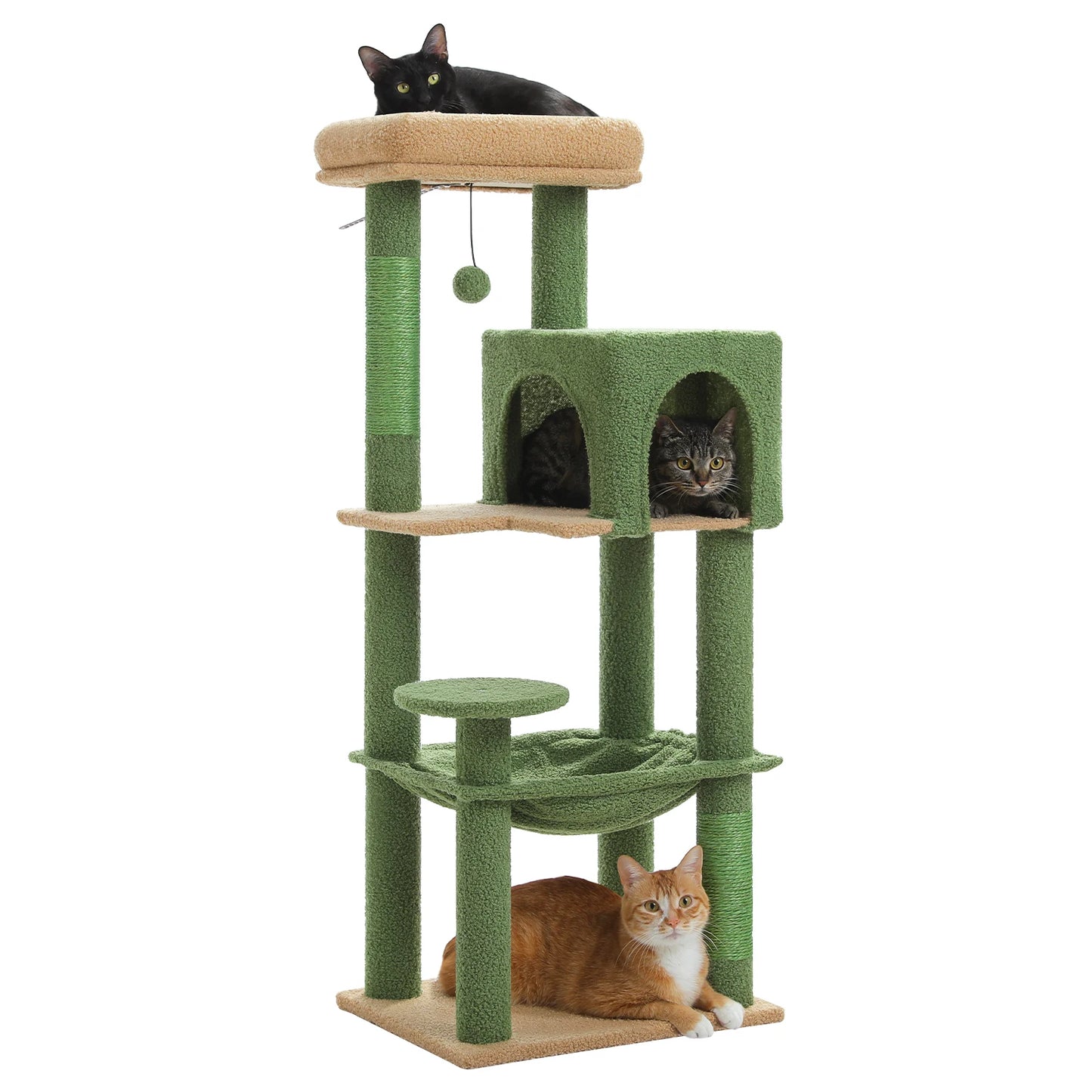 PEQULTI Five Level Cat Tree Tower With Top Perch Hammock
