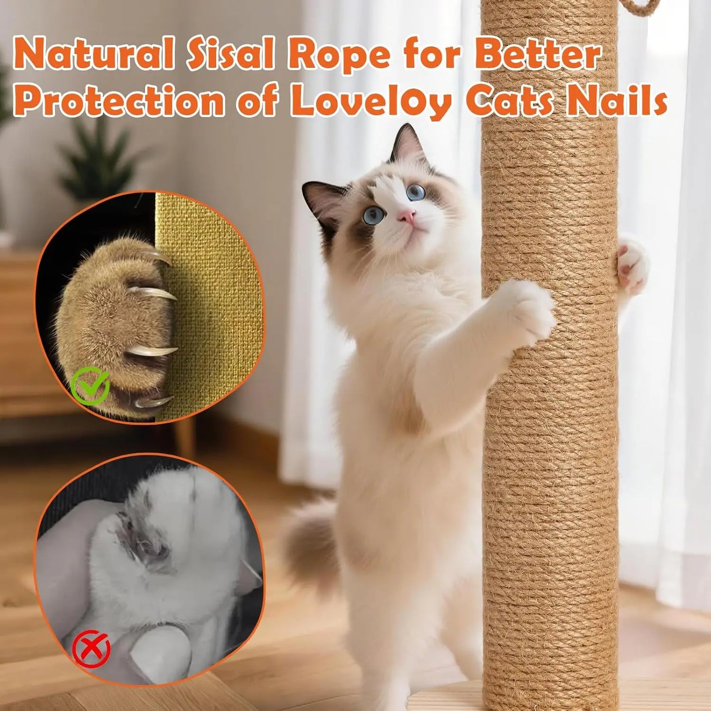 KYJGCN Sisal Cat Scratching Post With 2 Tier Ball Track