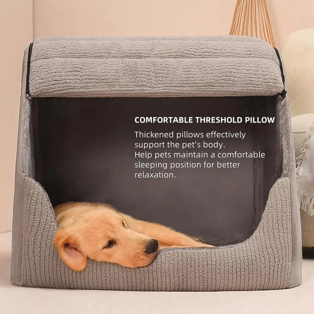 Memory Foam Dog Bed House Plush Cave With Non Slip
