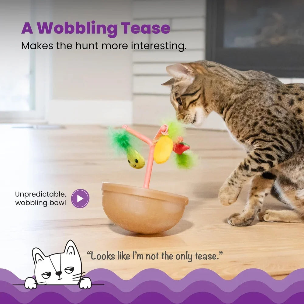 Wobbling Cat Toy Fruit Bowl With 5 Interactive Catnip Toys