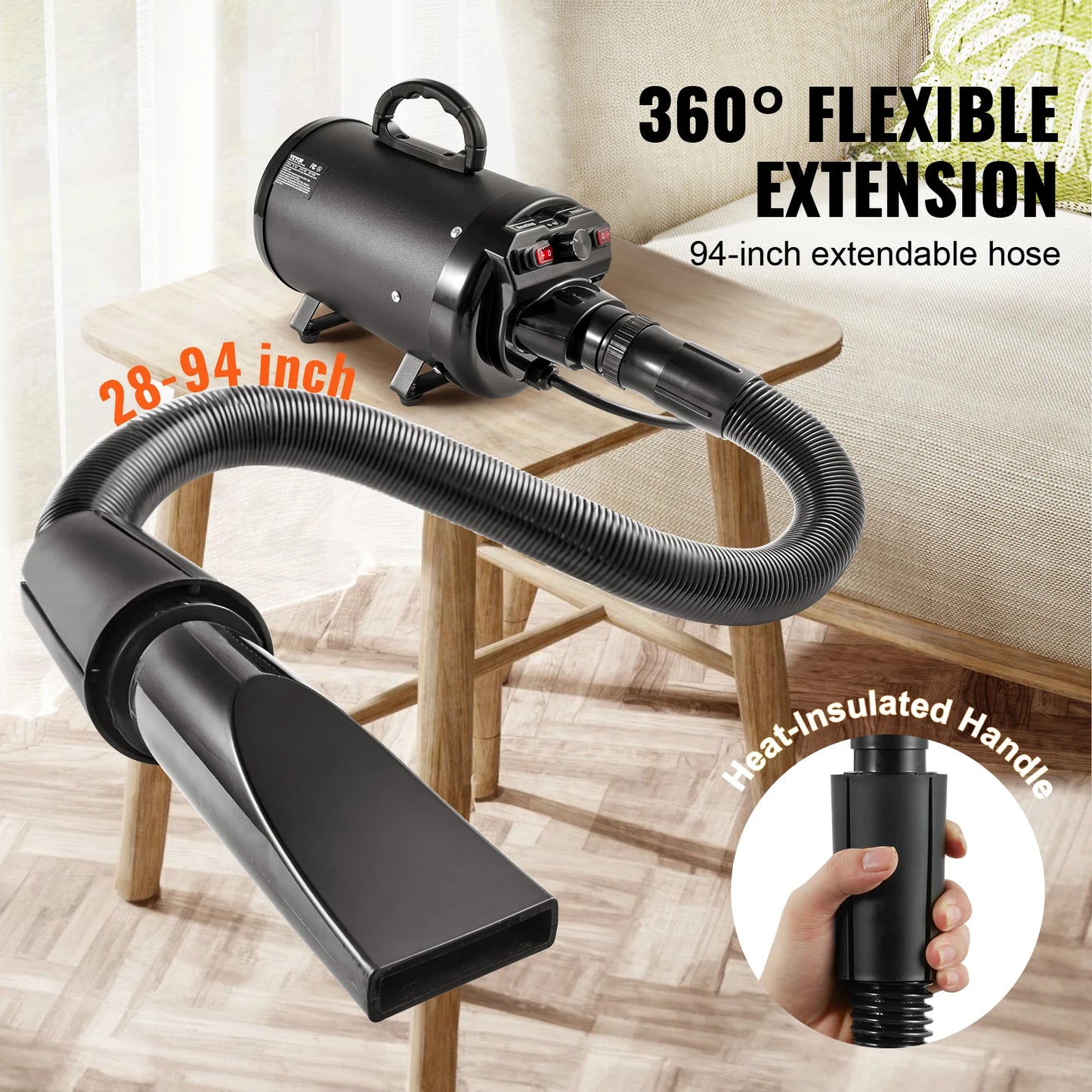 SucceBuy 2000W Dog Grooming Dryer With Adjustable Speed Temperature Control