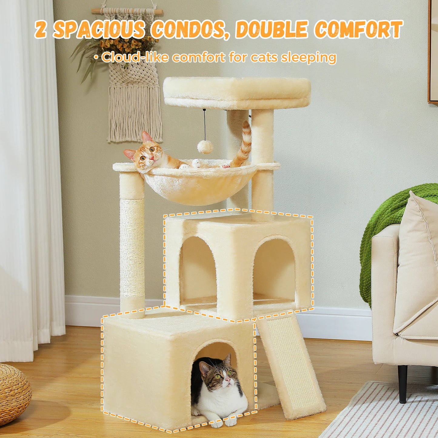 PAWZ Road Multi Level Cat Tree Indoor Cat Tower With Condos