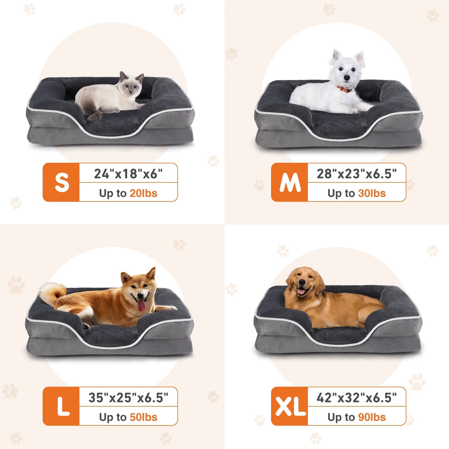 JHK Orthopedic Memory Foam Dog Bed for Pets Comfort