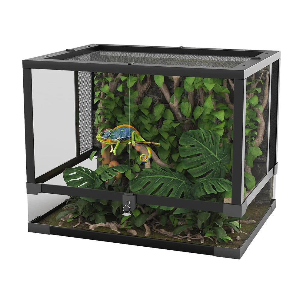 HiMISS Anti-Escape Reptile Glass Terrarium With Top And Side Ventilation