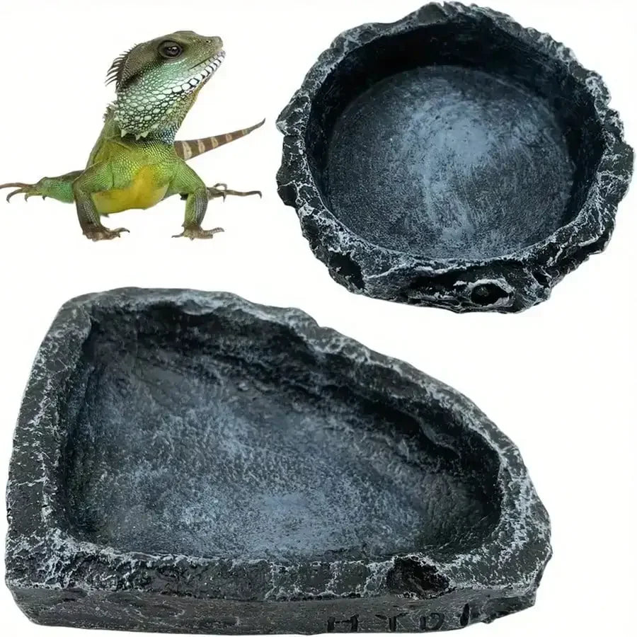 Stone-Like Reptile Feeding Bowls Safe And Durable