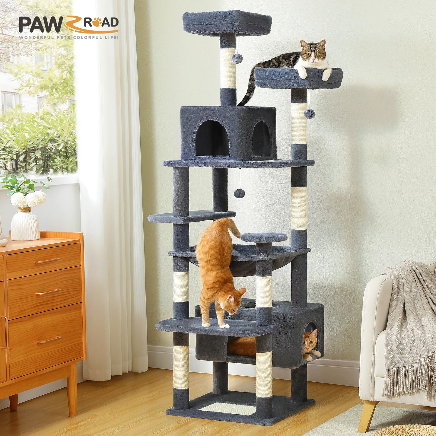 PAWZ Road Large Cat Tree Tower With Hammock Scratching Posts