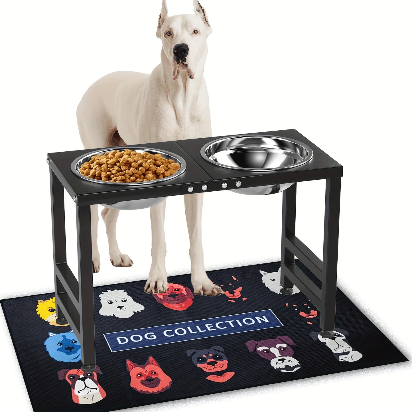 Elevated Dog Bowls For Large Dogs With Mat And Dual 3000ml Bowls