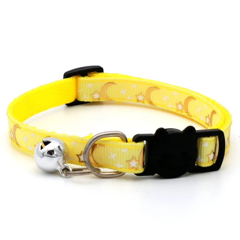 Cartoon Star Moon Cat Collar With Adjustable Bell For Safety
