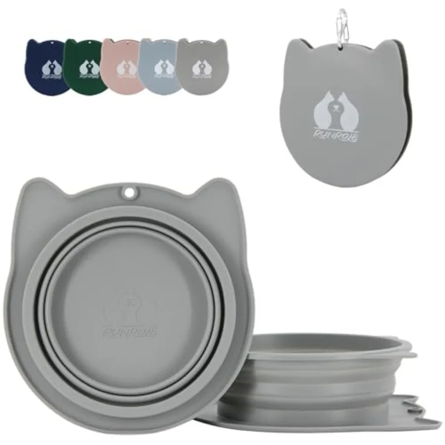 2-In-1 Collapsible Silicone Travel Bowls For Pets Portable Foldable