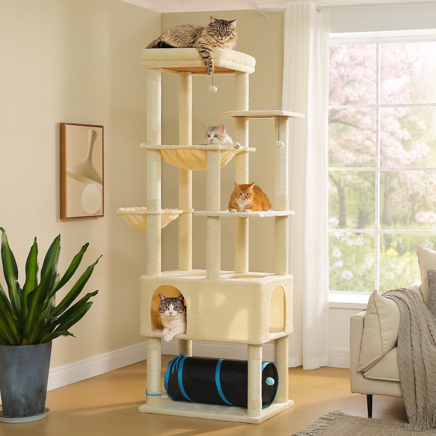 PAWZ Road Tall Cat Tree with Large Condo and Tunnels