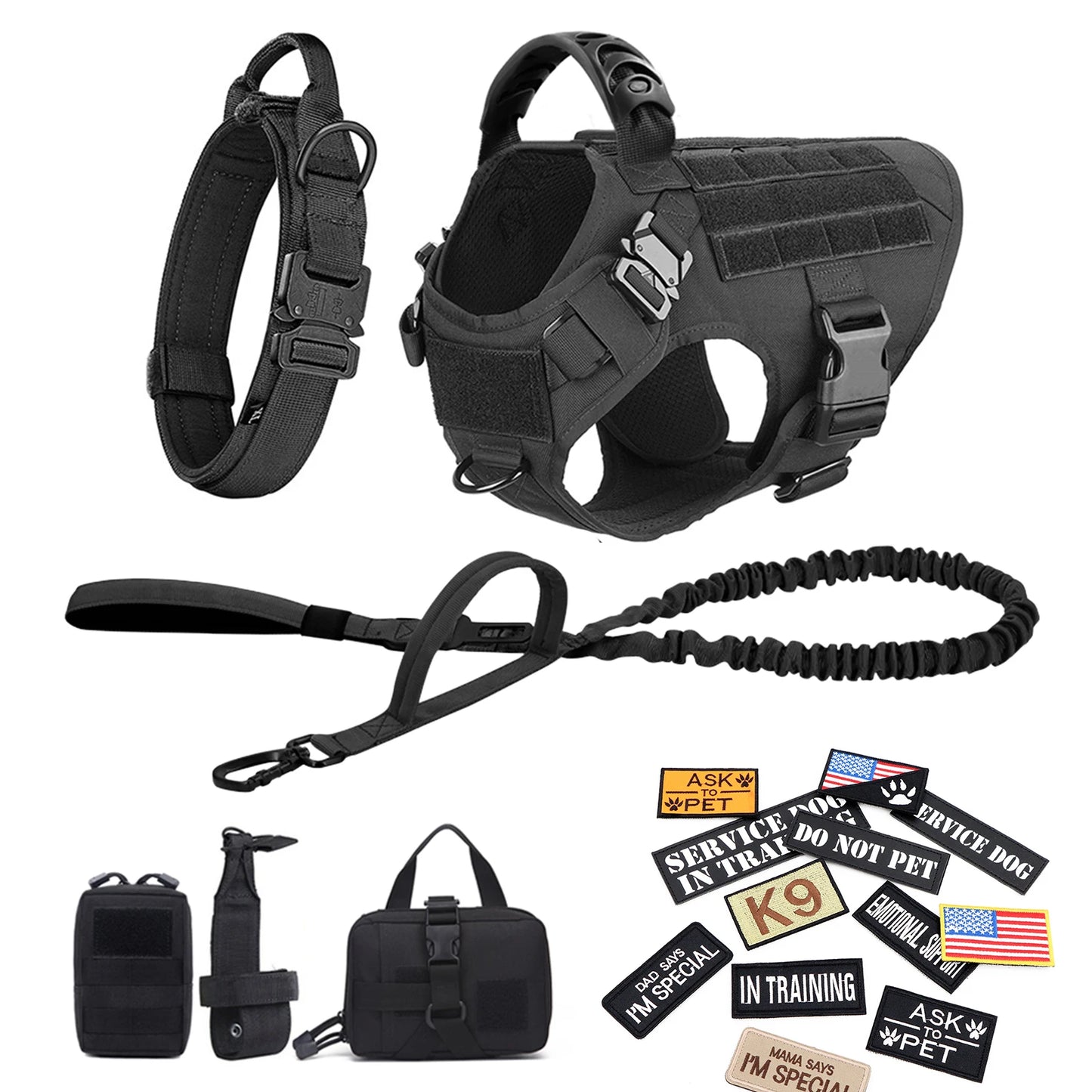 PETRAVEL Military Large Dog Harness Vest Set for Training Malinois