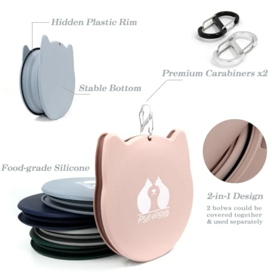 2-In-1 Collapsible Silicone Travel Bowls For Dogs And Cats