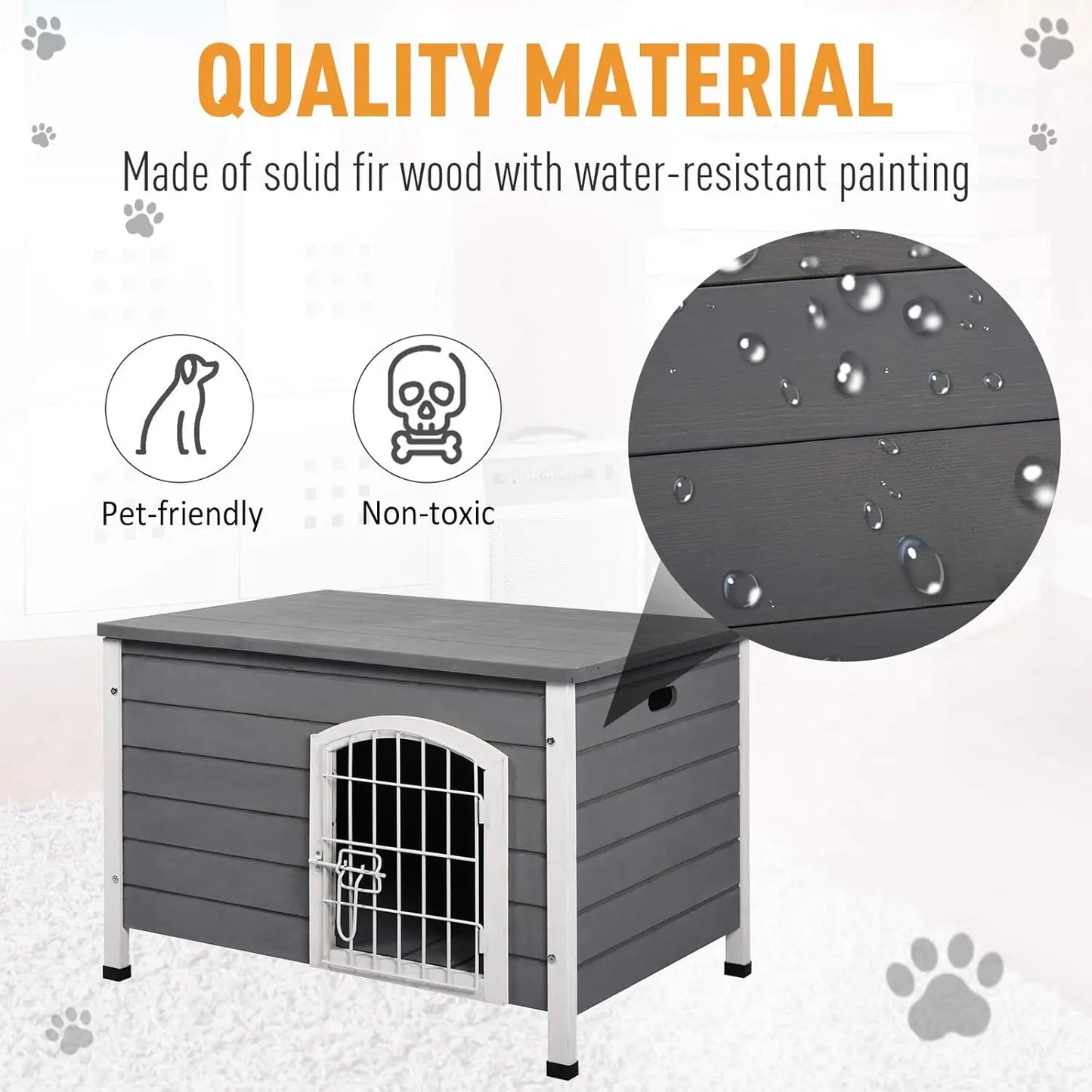 Wooden Dog Cage With Openable Top And Locking Wire Door