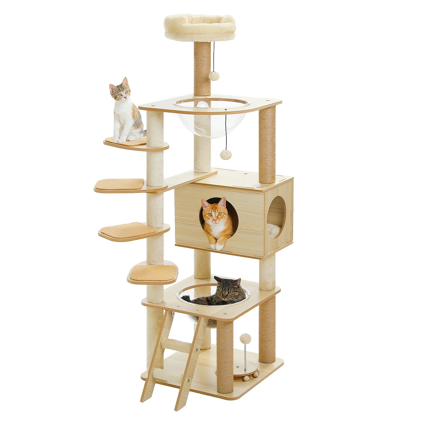 PAWZ Ro Multi-Level Cat Tree Indoor Wood Tower With Scratching Posts