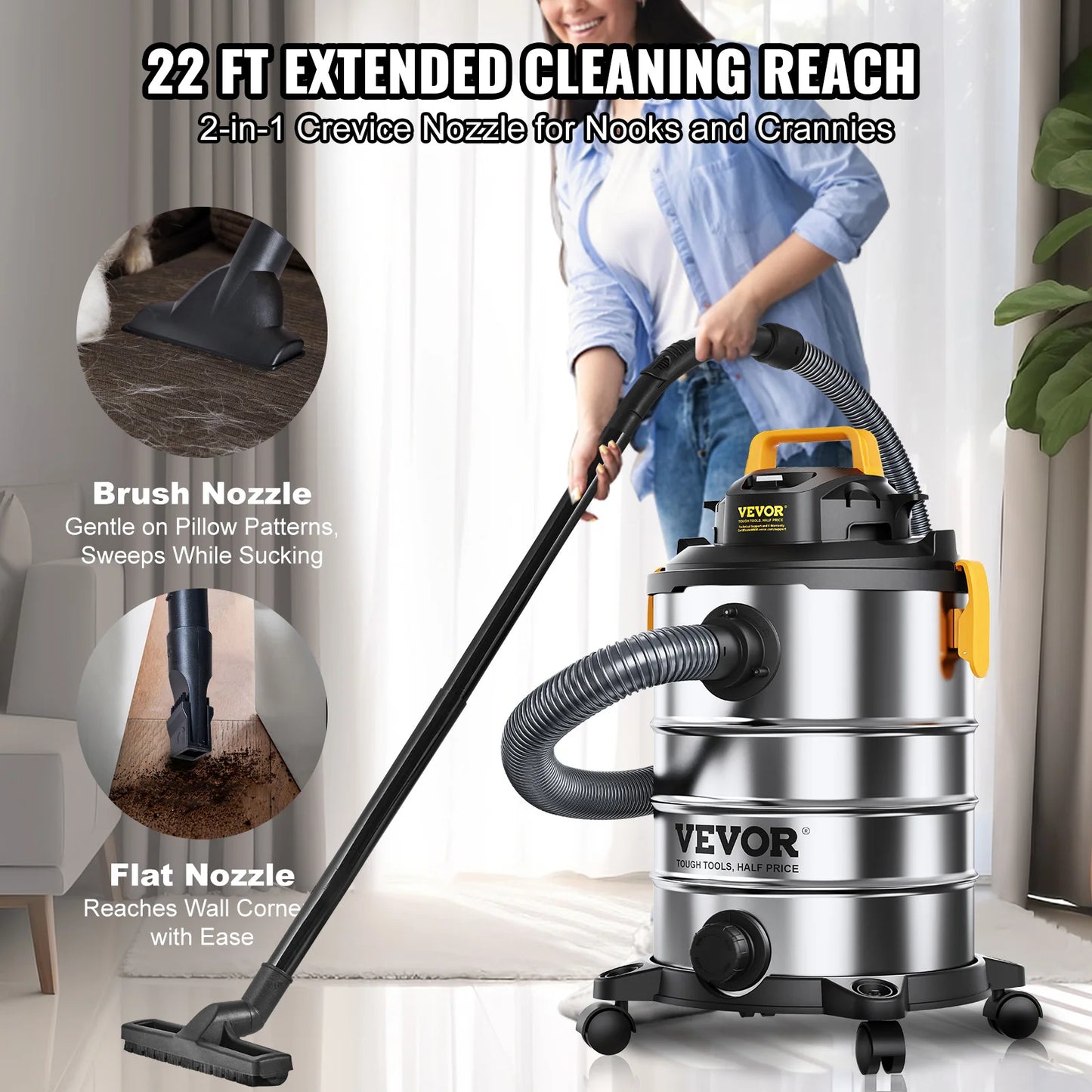 SucceBuy Wet Dry Shop Vacuum Powerful Suction For Carpet Debris