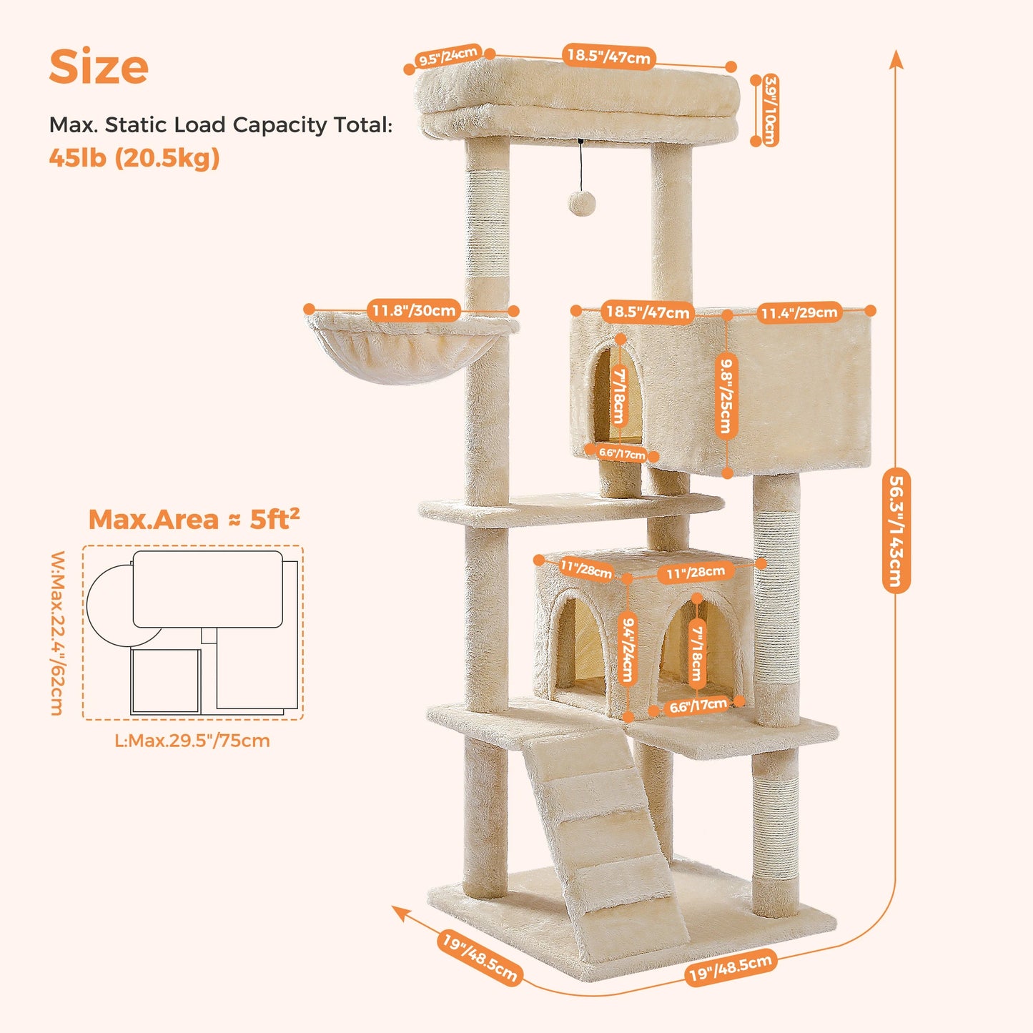 PAWZ Road Cat Tree With Toy Perch And Scratching Posts