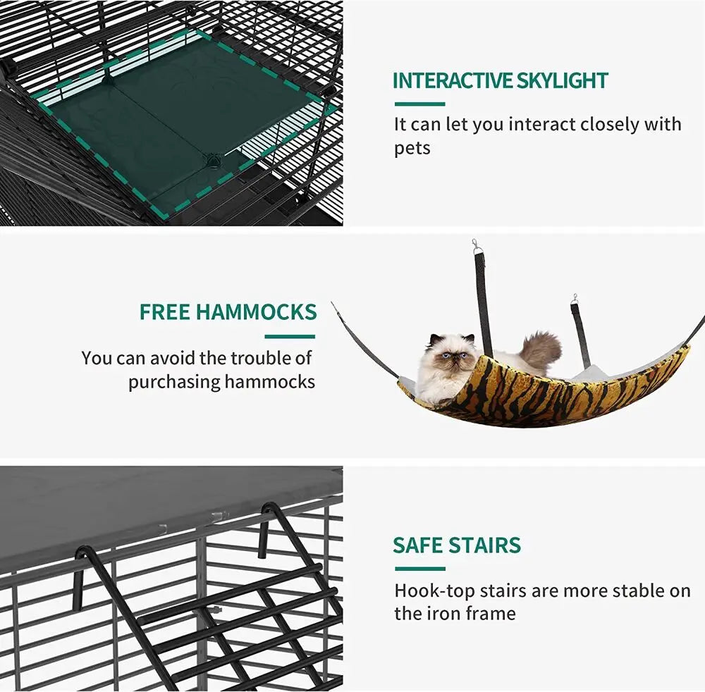 Cat Cage Enclosure Metal Wire 4-Tier DIY Playpen Catio