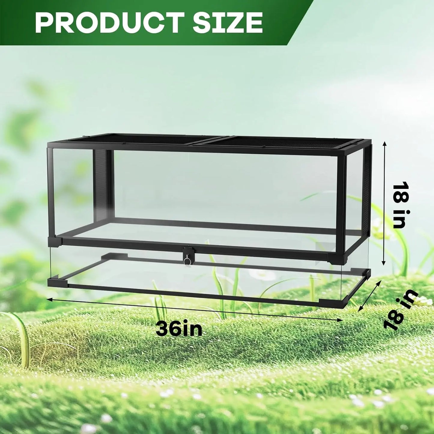 HiMISS Anti-Escape Reptile Glass Terrarium With Top And Side Ventilation