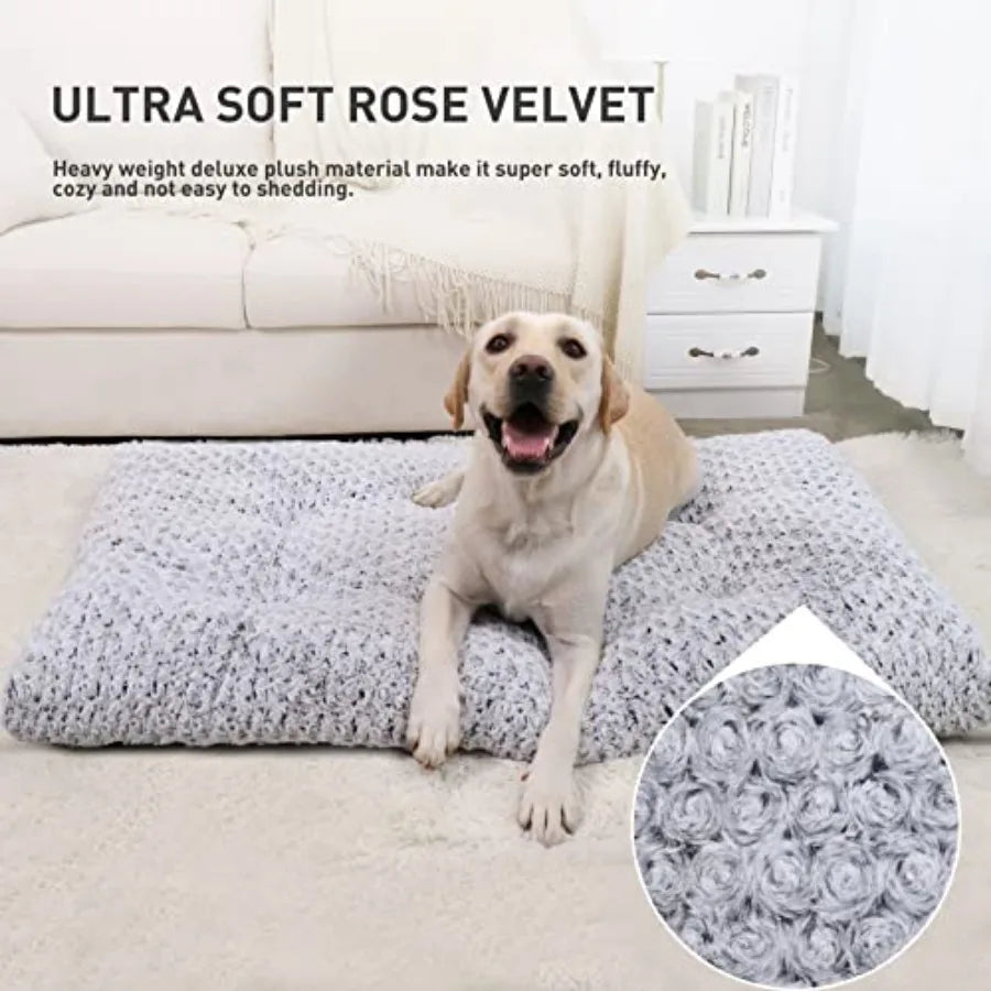 Washable Plush Dog Bed Deluxe Anti Slip Kennel Mat