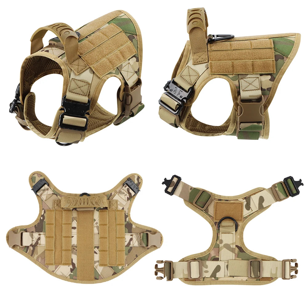 PETRAVEL Adjustable Tactical Dog Harness Vest Set With Patches