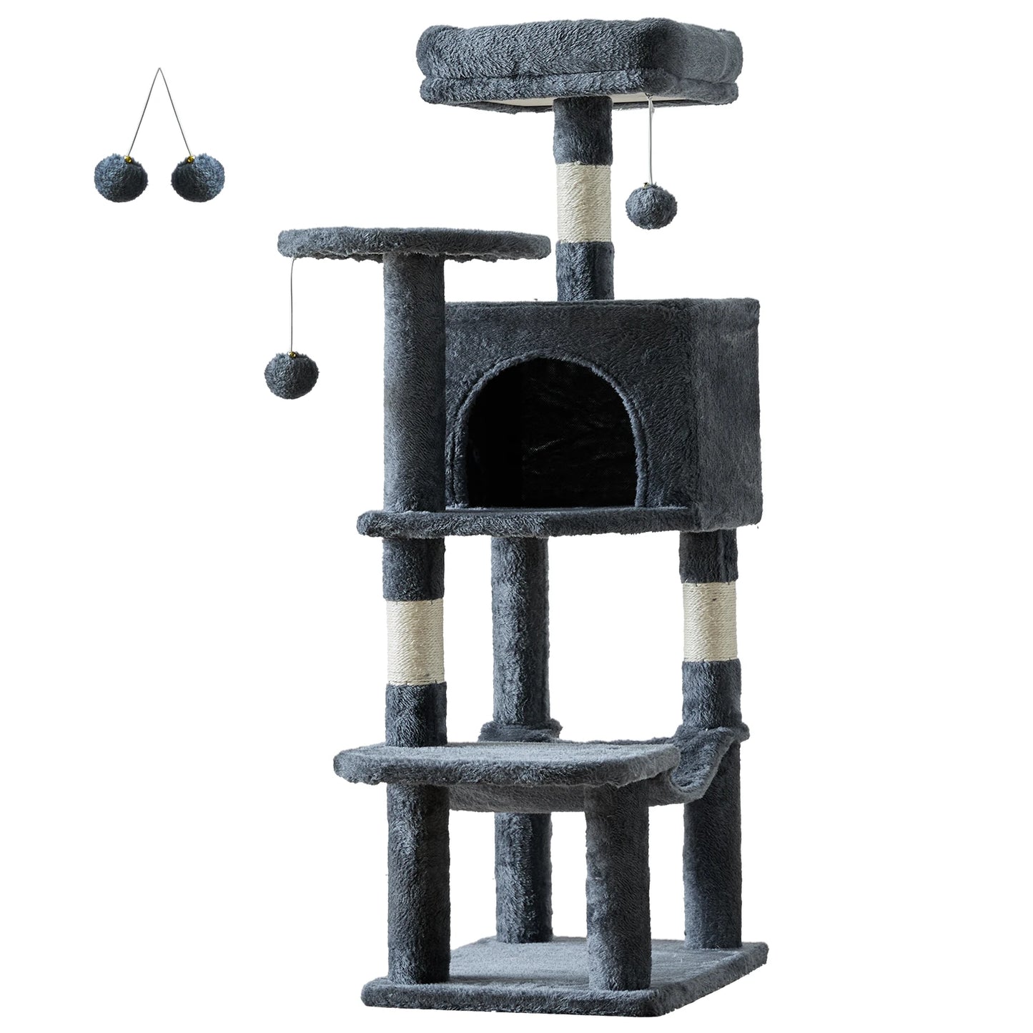 JHK Cat Tree Tower For Multi-Cat With Natural Sisal Posts