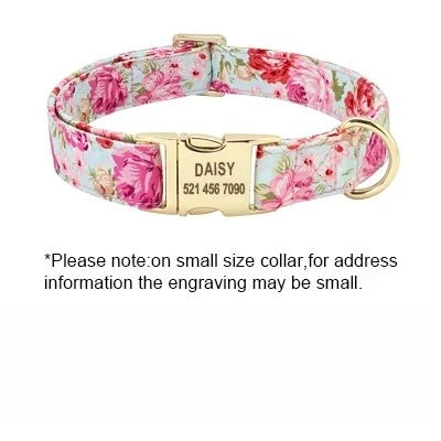 PET ARTIST Personalized Dog Collar Leash Set With Engraved Nameplate