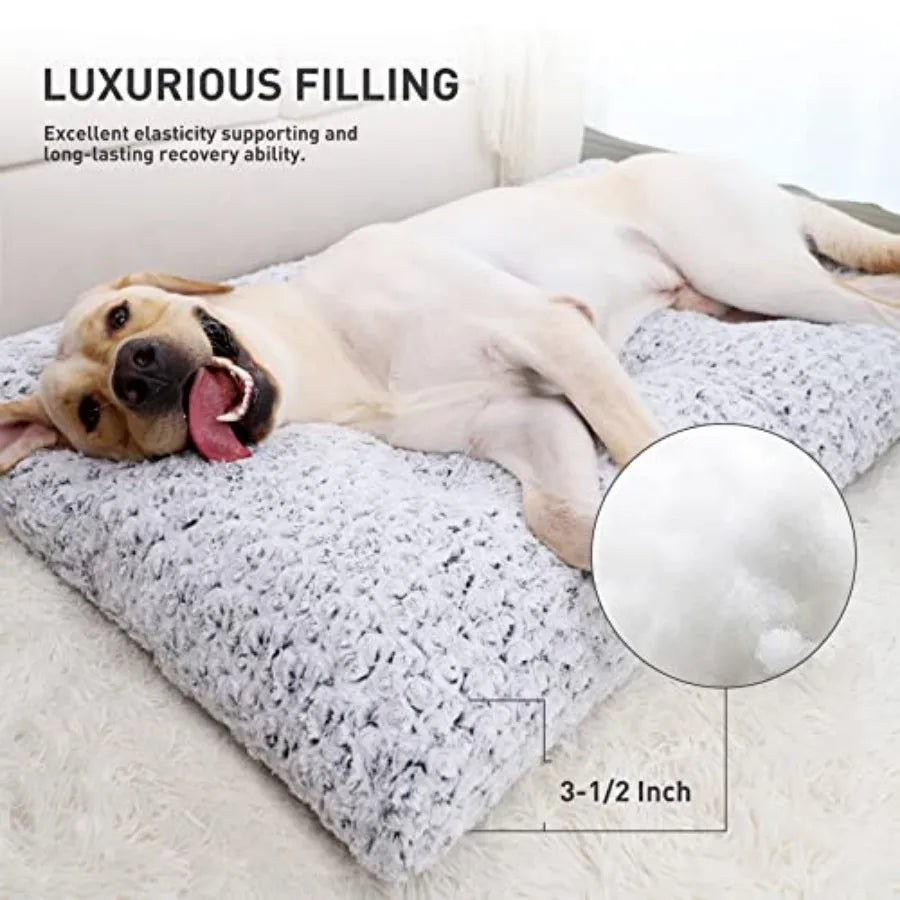 Washable Plush Dog Bed Deluxe Anti Slip Kennel Mat