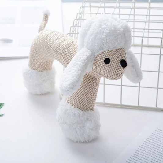 Shunmaii Squeaky Dog Teeth Grinding Toy Plush Linen Animal Shape
