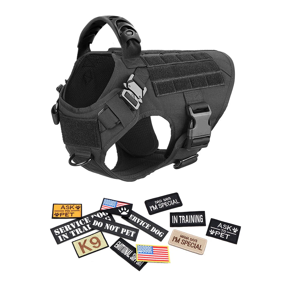 PETRAVEL Military Large Dog Harness Vest Set for Training Malinois
