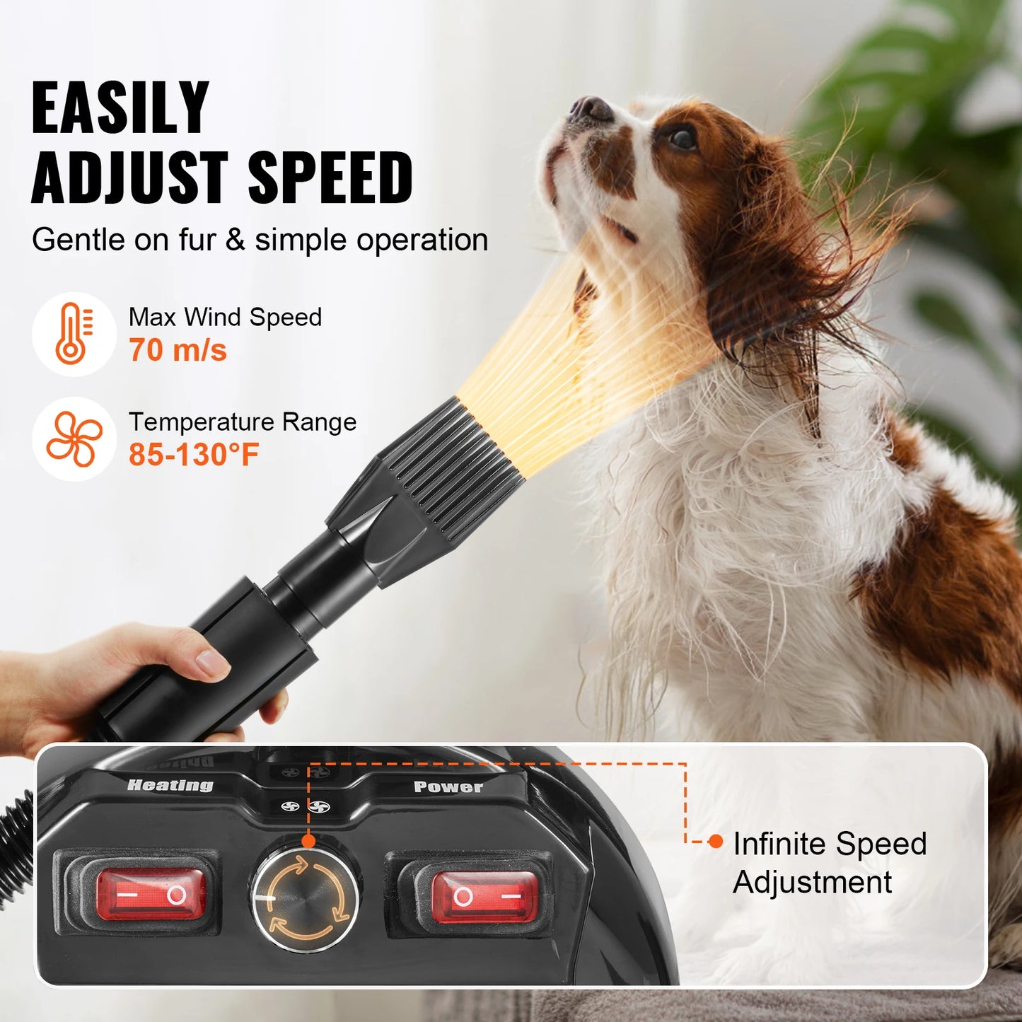 SucceBuy 2000W Dog Grooming Dryer With Adjustable Speed Temperature Control