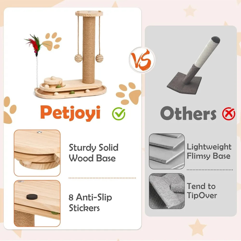 KYJGCN Sisal Cat Scratching Post With 2 Tier Ball Track