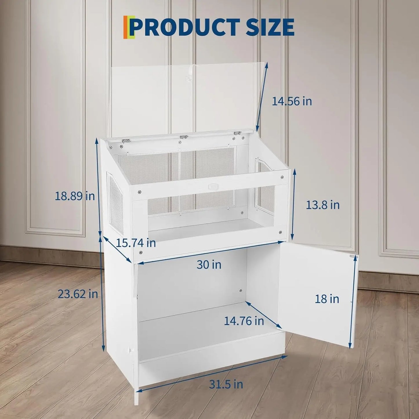 HiMISS Large Acrylic Small Animal Cage With Storage Cabinet Habitat