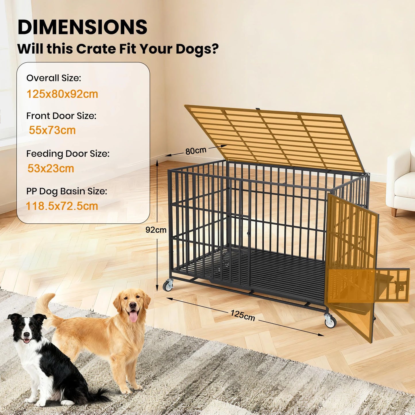 HiMISS Heavy Duty Escape Proof Metal Dog Crate With Doors