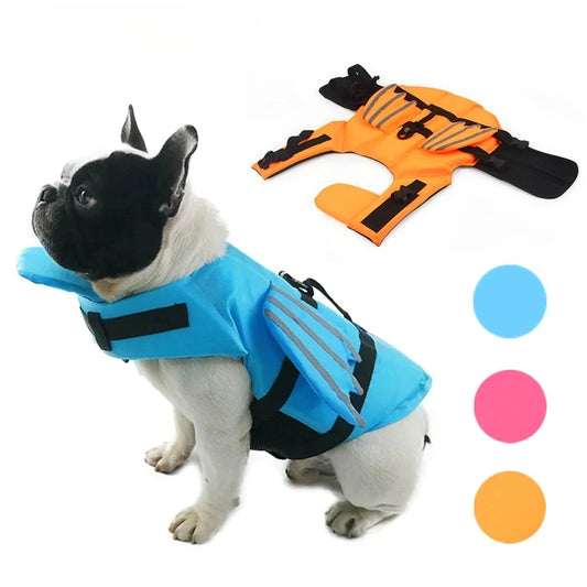 Dog Summer Life Jacket Vest With Reflective Wing Swimwear