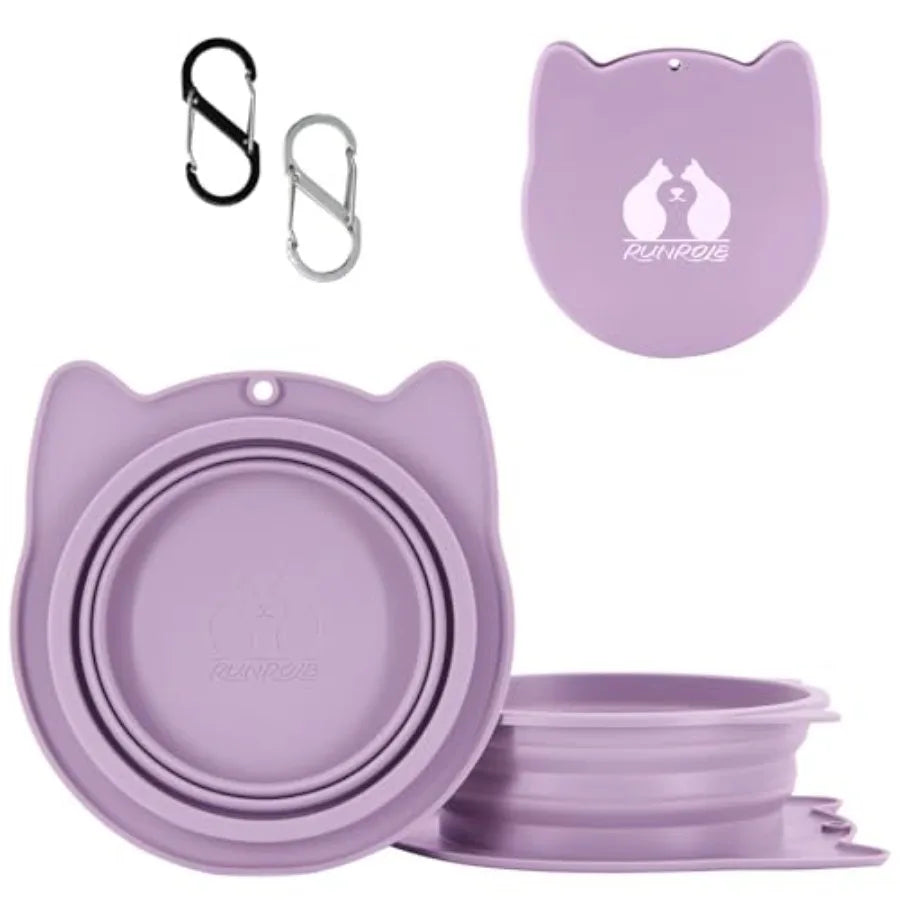 2-In-1 Collapsible Silicone Travel Bowls For Pets Portable Foldable