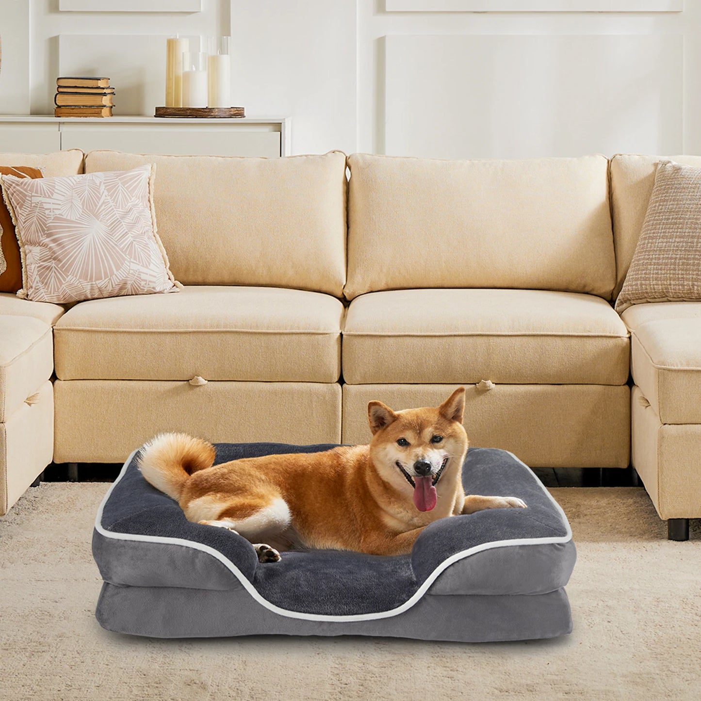 JHK Orthopedic Memory Foam Dog Bed for Pets Comfort