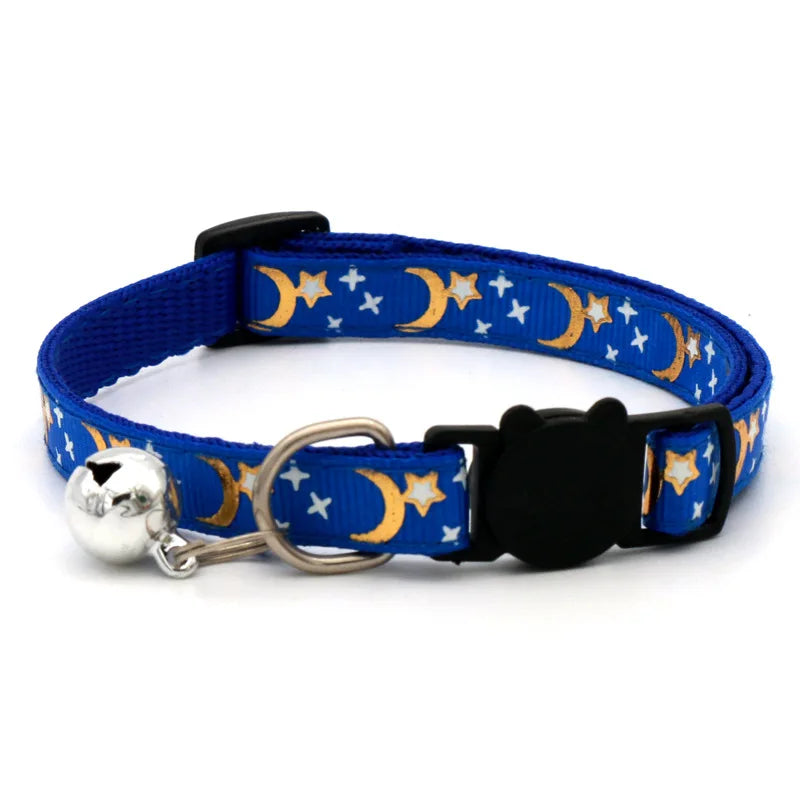 Cartoon Star Moon Cat Collar With Adjustable Bell For Safety