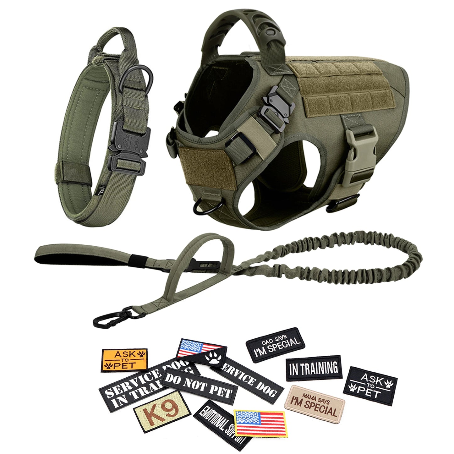 PETRAVEL Adjustable Tactical Dog Harness Vest Set With Patches