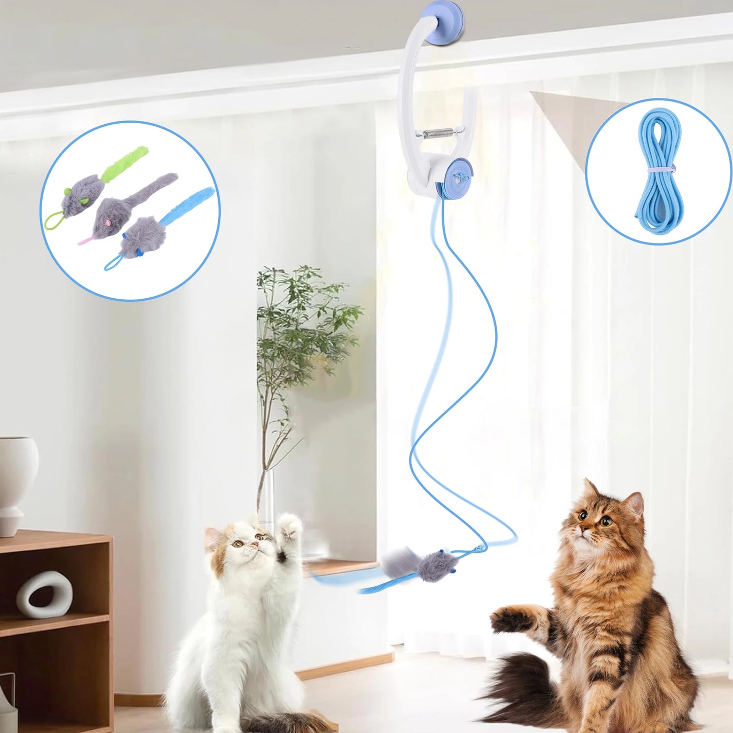 Shunmaii Automatic Door Hanging Cat Toy With 3 Catnip Mice