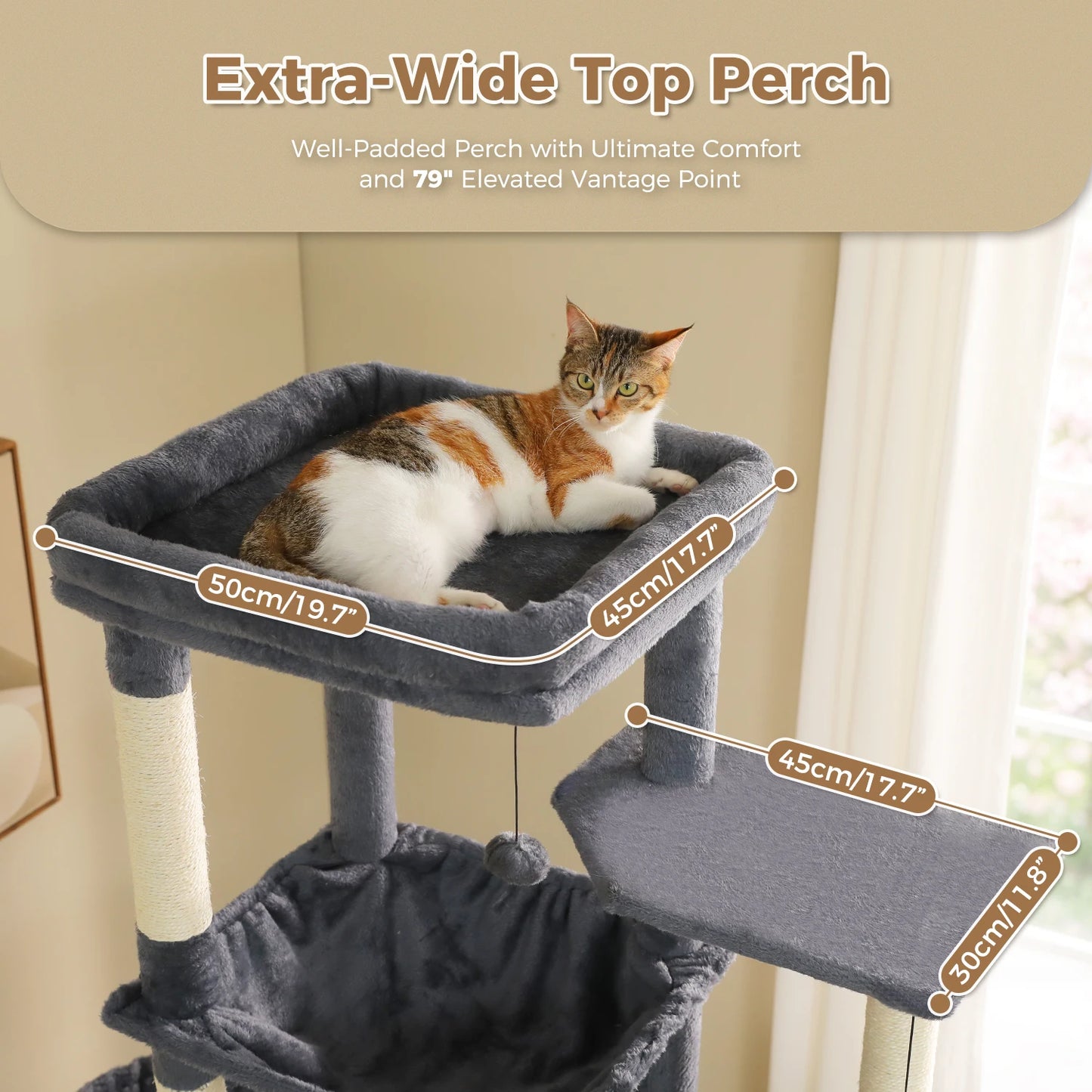 PAWZ Road Tall Cat Tree with Large Condo and Tunnels