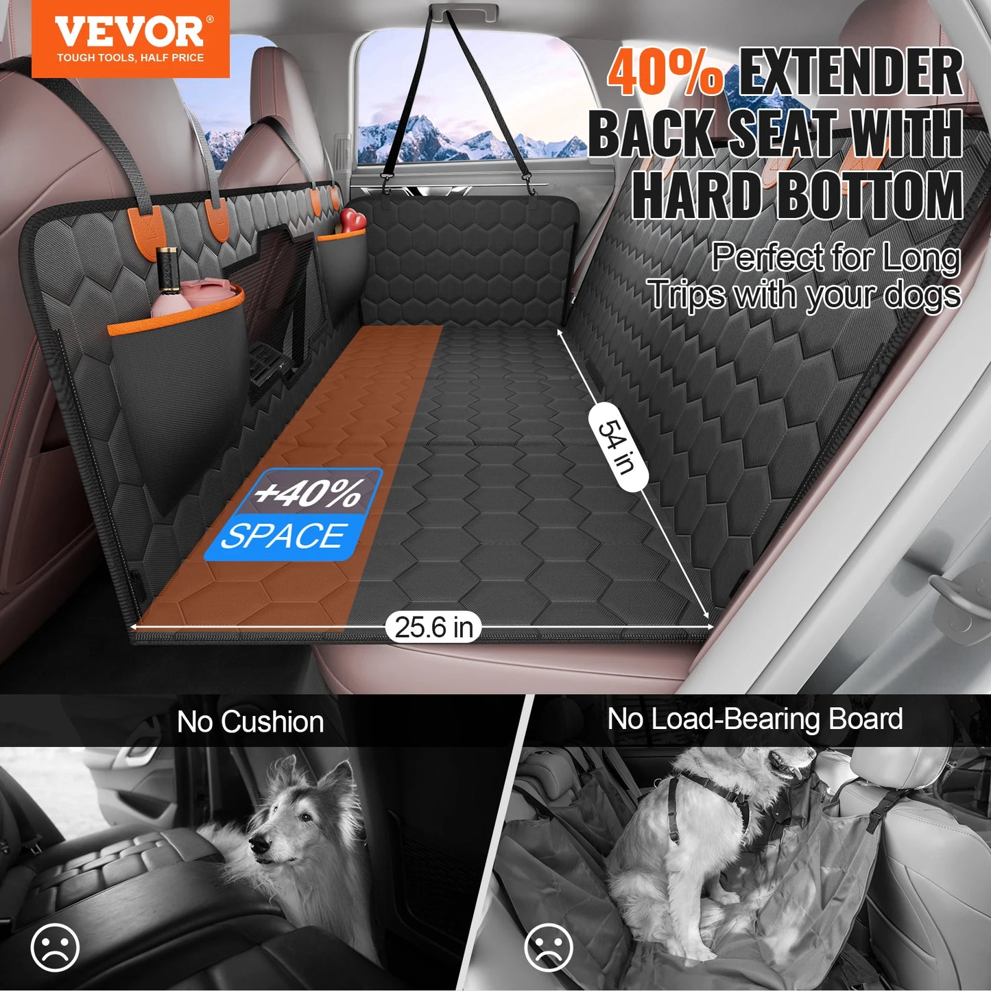 SucceBuy Back Seat Extender Hammock For Dogs With Mesh Window
