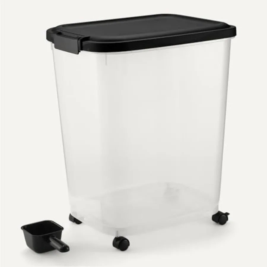 Pet Food Storage Container With Rolling Wheels BPA Free Scoop