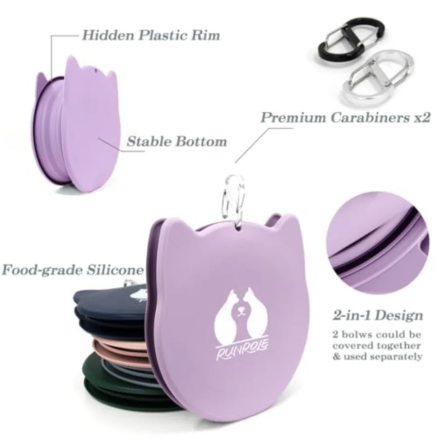 2-In-1 Collapsible Silicone Travel Bowls For Pets Portable Foldable