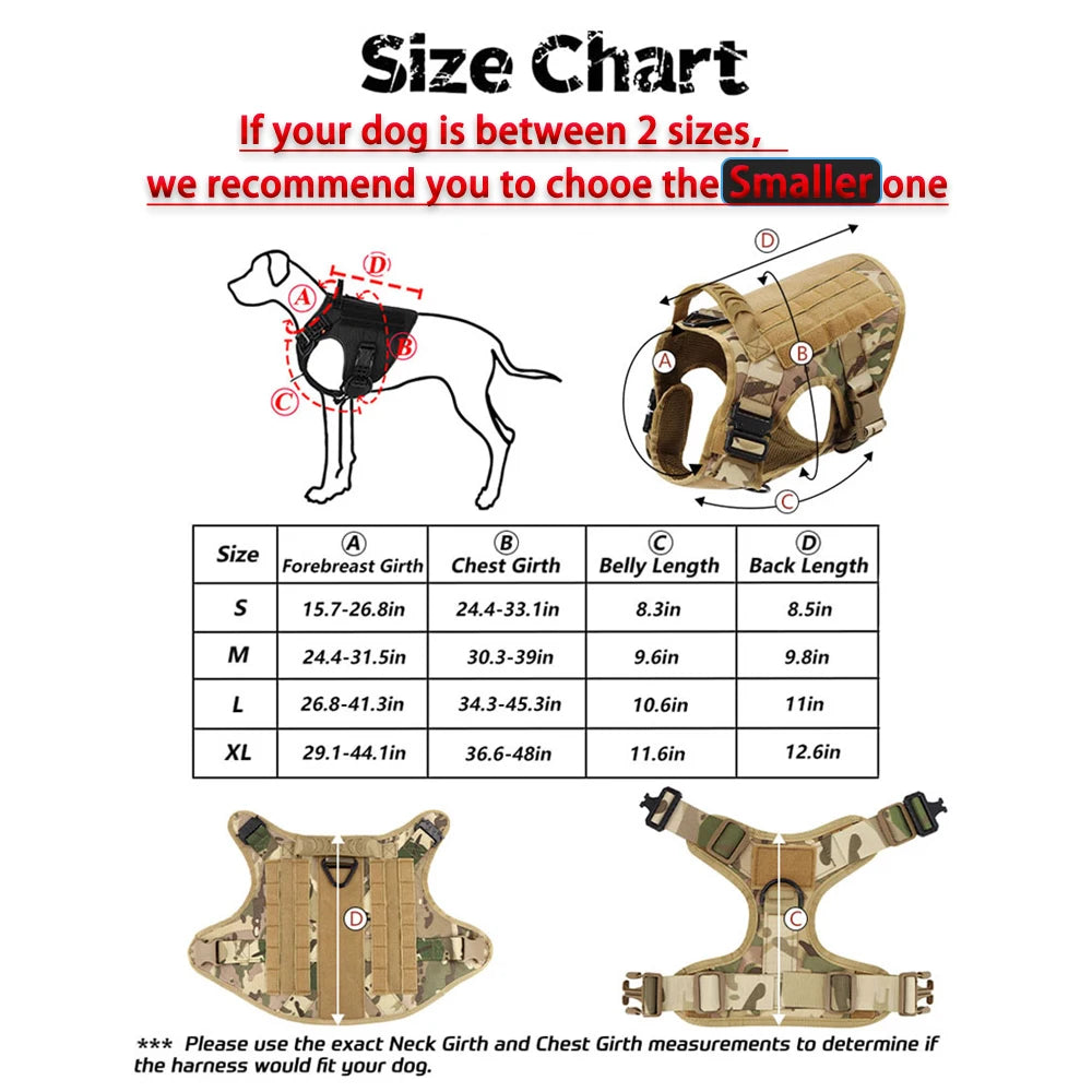 PETRAVEL Adjustable Tactical Dog Harness Vest Set With Patches