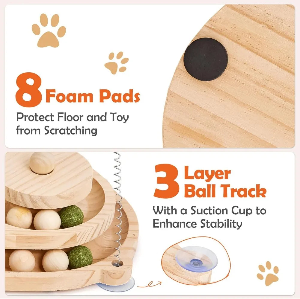 KYJGCN Sisal Cat Scratching Post With 2 Tier Ball Track
