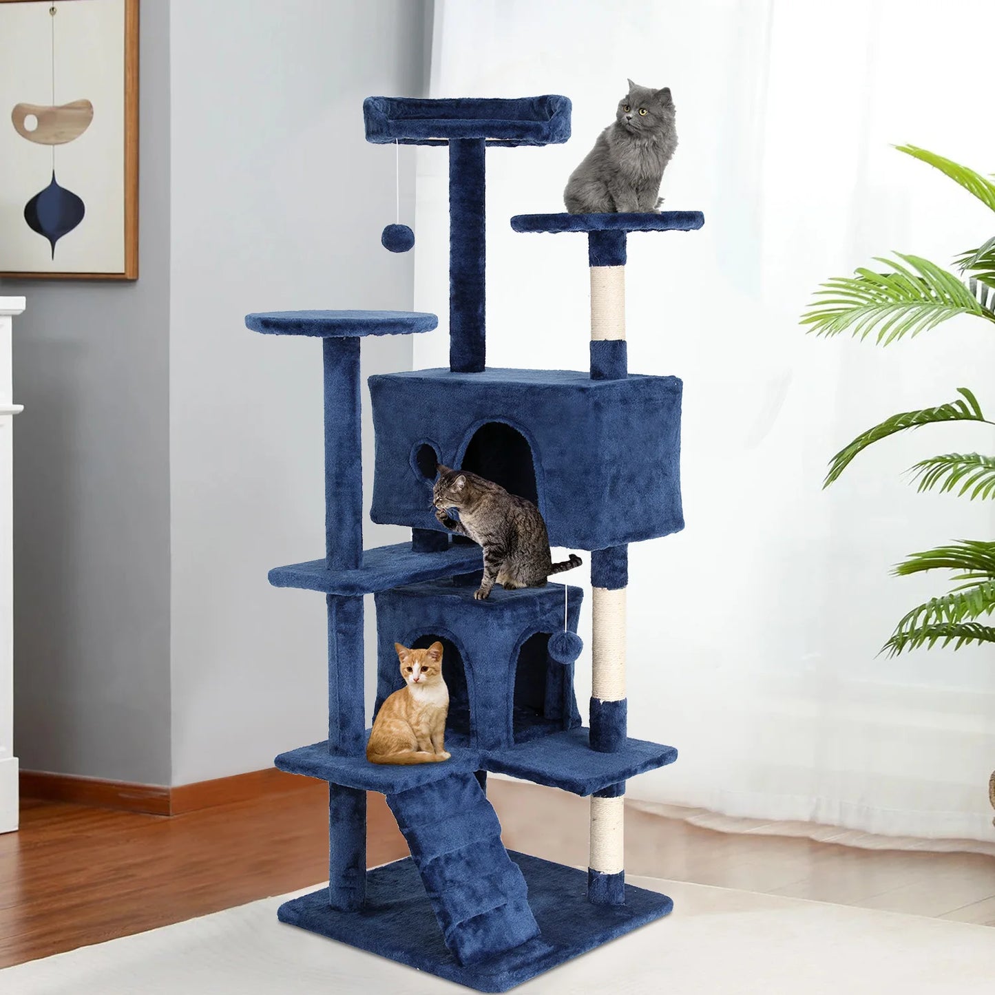 Four Tier Cat Tree With Sisal Posts And Dangling Ball