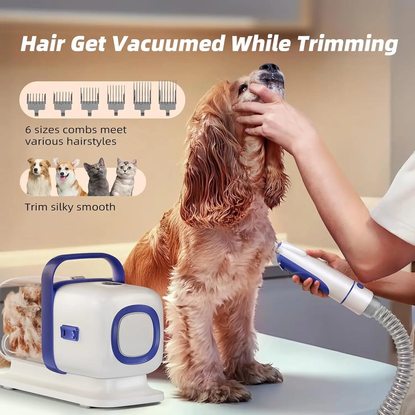 Pet Grooming Kit With Vacuum And Low Noise Clippers 15000Pa
