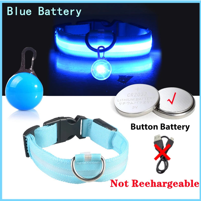NONECN Usb Charging Glowing Dog Collar With Pendant Led Light