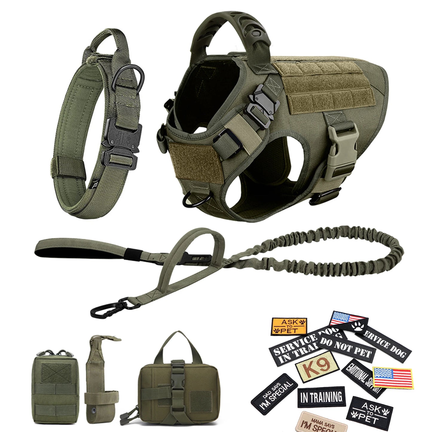 PETRAVEL Military Dog Harness Vest Set With Leash And Patches